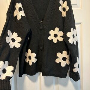 No Boundaries Black and White Floral Cardigan